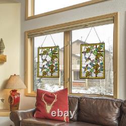 Stained Glass Window Hangings, Gorgerous Square Tiffany Glass Window Panel Sun