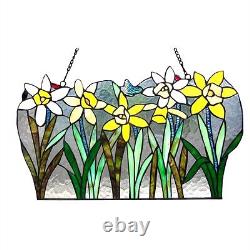 Stained Glass Window Pane Daffodils Design Tiffany Style ONLY ONE THIS PRICE