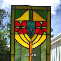 Stained Glass Window Pane in Hand Made Leaded Glass Art Deco Pattern