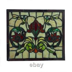 Stained Glass Window Pane in Hand Made Leaded Glass with Floral Pattern Small