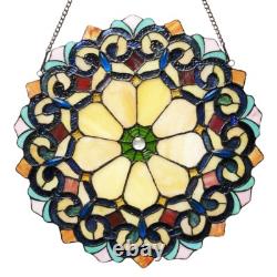 Stained Glass Window Panel 18 Round Victorian Tiffany Style LAST ONE THIS PRICE
