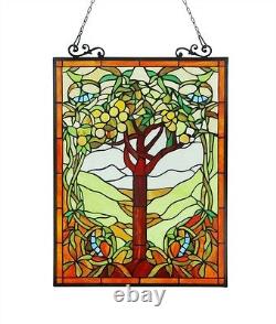 Stained Glass Window Panel 18 W x 25 T Tree of Life Art Glass ONE THIS PRICE