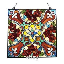 Stained Glass Window Panel 20 W x 20 H Handcrafted Victorian Tiffany Style