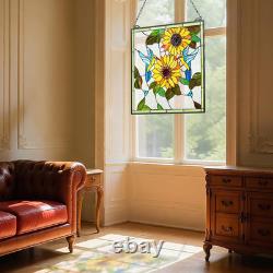 Stained Glass Window Panel, 20 X 20 In, Tiffany Style Hanging Transom