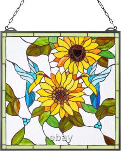 Stained Glass Window Panel, 20 X 20 In, Tiffany Style Hanging Transom Stained Glass Window Panel, 20 X 20 In, Tiffany Style Hanging Transom