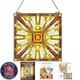 Stained Glass Window Panel, 20 X 21 In, Tiffany Style Hanging Transom Window