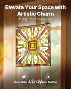 Stained Glass Window Panel, 20 X 21 In, Tiffany Style Hanging Transom Window Pan