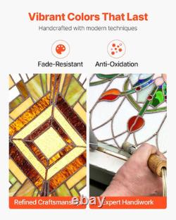 Stained Glass Window Panel, 20 X 21 In, Tiffany Style Hanging Transom Window Pan