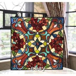 Stained Glass Window Panel 20 x 20 Victorian Tiffany Style ONE THIS PRICE