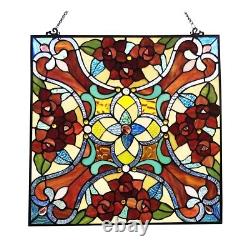 Stained Glass Window Panel 20 x 20 Victorian Tiffany Style ONE THIS PRICE