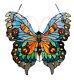 Stained Glass Window Panel 21 T x 20 W Colorful Tiffany Style Butterfly Design
