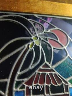 Stained Glass Window Panel 21 X 17 Diver Tropical Sun Paradise Framed Island