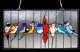 Stained Glass Window Panel 24 Long x 13 High Singing Birds Tiffany Style