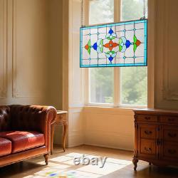 Stained Glass Window Panel 26 X 16 In, Tiffany Style Hanging Glass