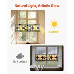 Stained Glass Window Panel 32 X 10 In Tiffany Style Hanging Transom Window Pan