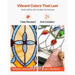 Stained Glass Window Panel, 32 x 10 in, Tiffany Style Hanging Transom Window Pa