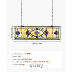 Stained Glass Window Panel, 32 x 10 in, Tiffany Style Hanging Transom Window Pa