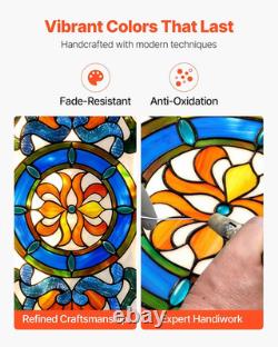 Stained Glass Window Panel, 35.1 X 12.9 Tiffany Style Hanging Transom Window P
