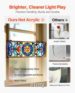 Stained Glass Window Panel, 35.1 X 12.9 Tiffany Style Hanging Transom Window P