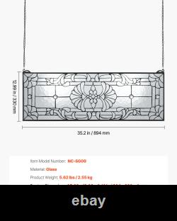 Stained Glass Window Panel, 35.2 x 13 Tiffany Style Hanging Transom Window Pa