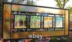 Stained Glass Window Panel 4 seasons aspen green turquoise orange gold