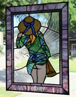 Stained Glass Window Panel A Windy Day 15 x 20
