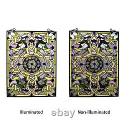 Stained Glass Window Panel Art Nouveau Floral Tiffany Style 18 W x 25 T