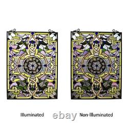 Stained Glass Window Panel Art Nouveau Floral Tiffany Style 18x25 ONE THIS PRICE