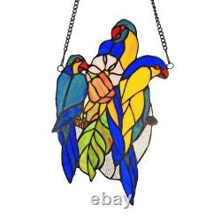 Stained Glass Window Panel BLUE TAIL Birds LAST ONE THIS PRICE Suncatcher