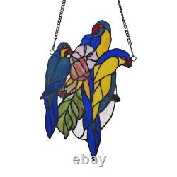 Stained Glass Window Panel BLUE TAIL Birds LAST ONE THIS PRICE Suncatcher