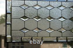 Stained Glass Window Panel, Beveled Diamonds, Handcraftde Craftsman Style