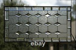 Stained Glass Window Panel, Beveled Diamonds, Handcraftde Craftsman Style