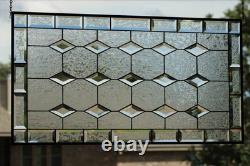 Stained Glass Window Panel, Beveled Diamonds, Handcraftde Craftsman Style