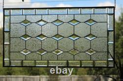 Stained Glass Window Panel, Beveled Diamonds, Handcraftde Craftsman Style