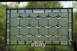 Stained Glass Window Panel, Beveled Diamonds, Handcraftde Craftsman Style