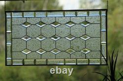 Stained Glass Window Panel, Beveled Diamonds, Handcraftde Craftsman Style