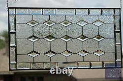 Stained Glass Window Panel, Beveled Diamonds, Handcraftde Craftsman Style