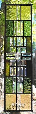 Stained Glass Window Panel Beveled Geometric Green Ombre