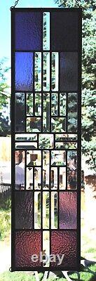 Stained Glass Window Panel Beveled Geometric Purple Orchid Ombre