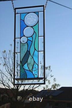 Stained Glass Window Panel Beveled ready 2 Hang 21 3/8' x 8 1/2