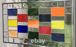 Stained Glass Window Panel, Bevels Hanging Handmade Contemporary