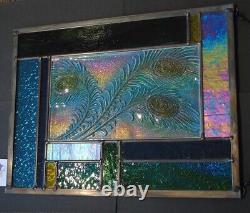 Stained Glass Window Panel Blossoms peach yellow beveled glass