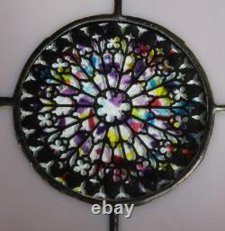 Stained Glass Window Panel Cathedral Historic Design Purple Bevel