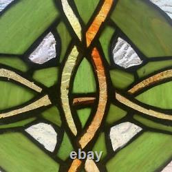 Stained Glass Window Panel Celtic Cross Rectangular Mid-Century Modern Hanging