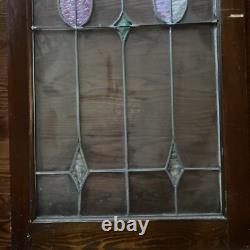 Stained Glass Window Panel Chicago Antique 38x20 Floral Design 3 Panels Total