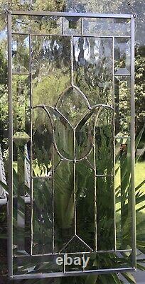 Stained Glass Window Panel, Clear And Bevels Glass Hanging Handmade