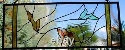 Stained Glass Window Panel Clear Transom sidelight leaf green rust gold brown