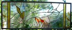 Stained Glass Window Panel Clear Transom sidelight leaf green rust gold brown