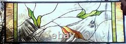 Stained Glass Window Panel Clear Transom sidelight leaf green rust gold brown