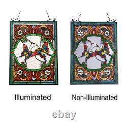 Stained Glass Window Panel Colorful Butterflies Tiffany Style 18 W x 25 L